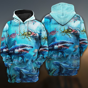 Sharks Assassin Style All Over Print Hoodie