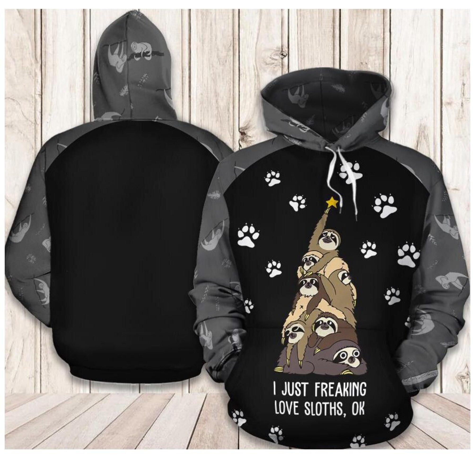Freaking Love Sloth All Over Print Hoodie