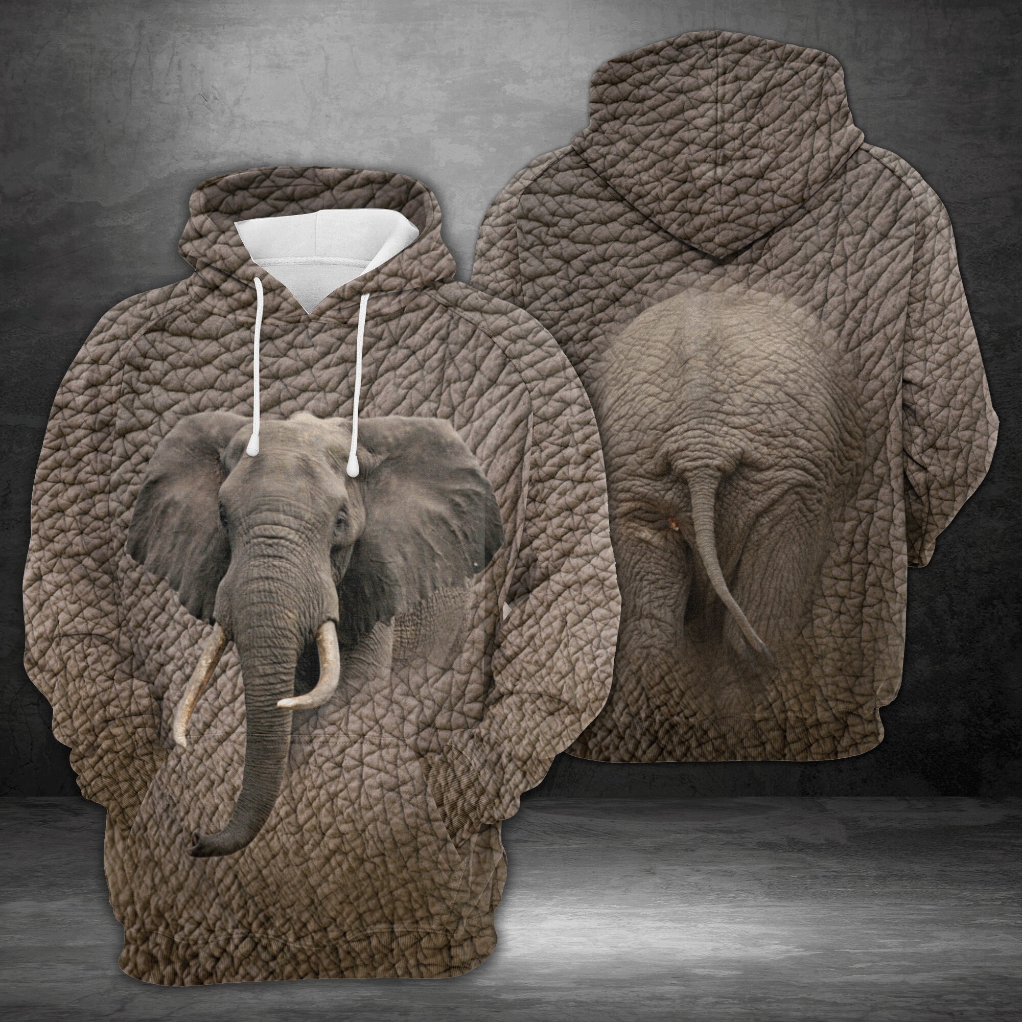 Novelty Amazing Elephant All Over Print Hoodie