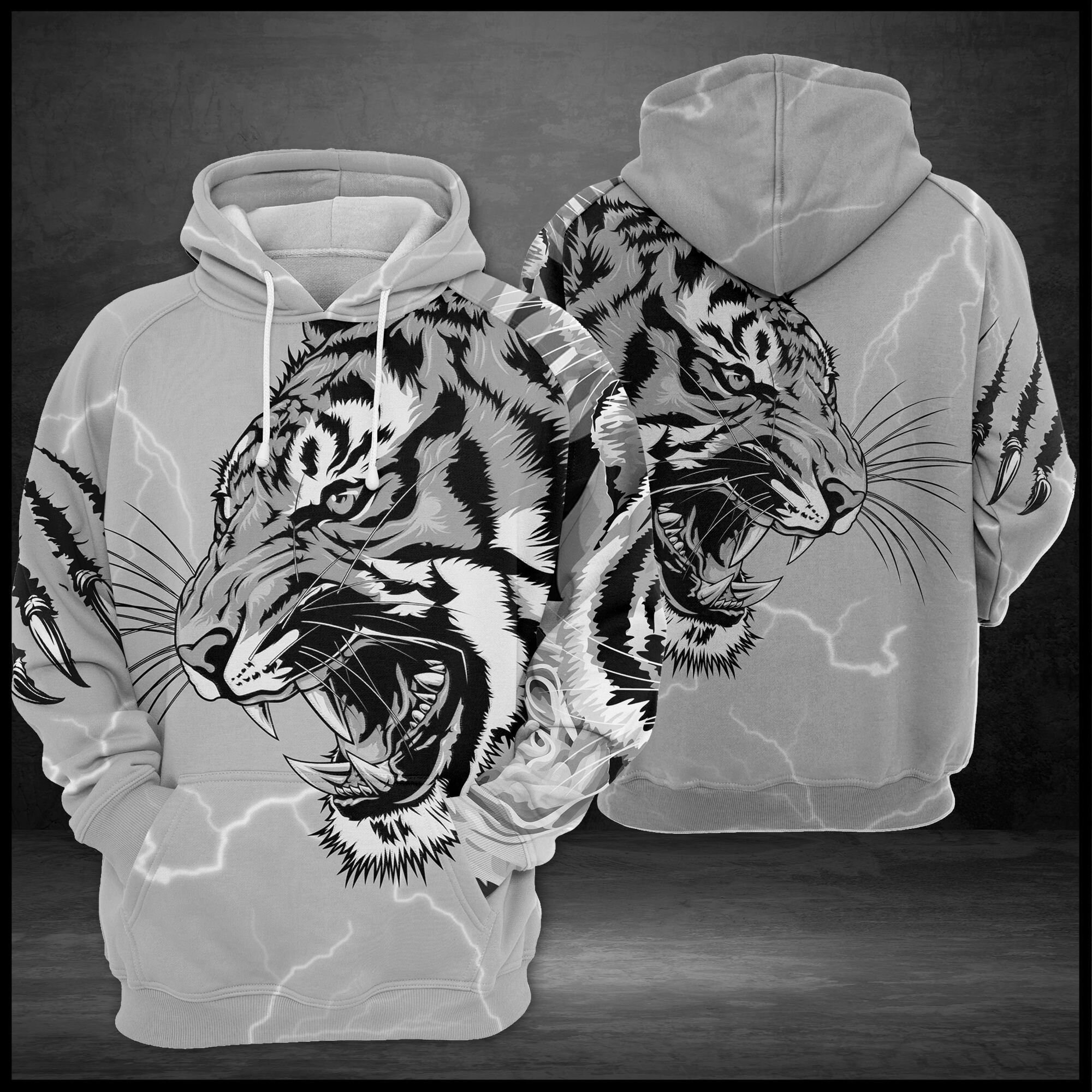 White Tiger All Over Print Hoodie